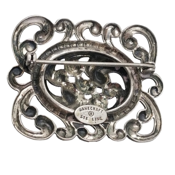 DANECRAFT VINTAGE 1940s STERLING SILVER ART NOUVEAU DESIGN BROOCH - Picture 4 of 4